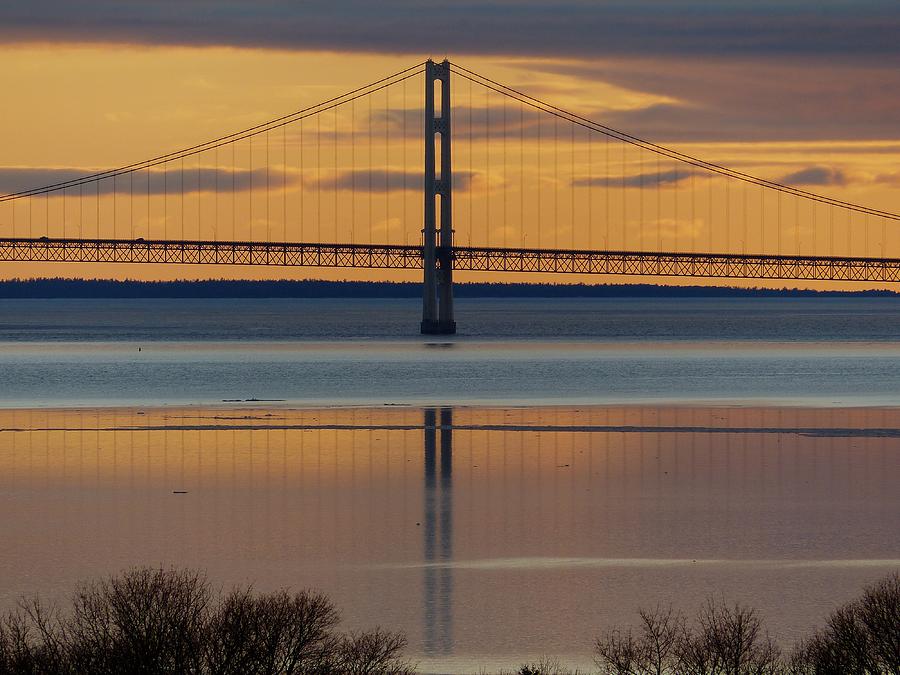 Mackinac Bridge Reflection, photograph by Robert McGreevy